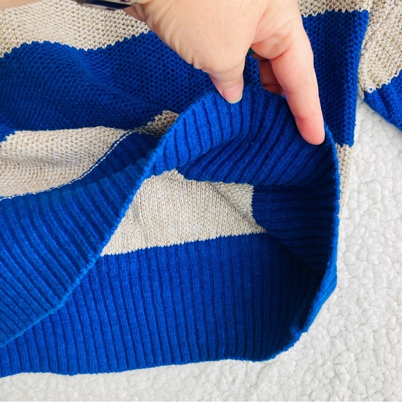 Free People Cassidy Off The shoulder Pullover in Cobalt Combo, Sz S - Picture 14 of 15